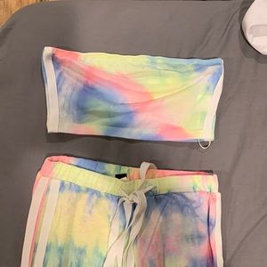 Tie dye tube top/jogger set